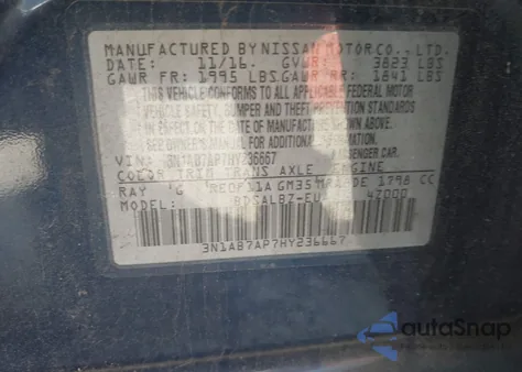 2017 Nissan Sentra S from USA, damaged, VIN 3N1AB7AP7HY236667